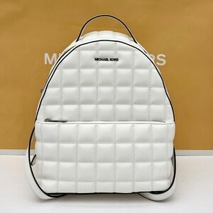 Michael Kors Sheila Quilted Medium Backpack with Top Handle Optic White